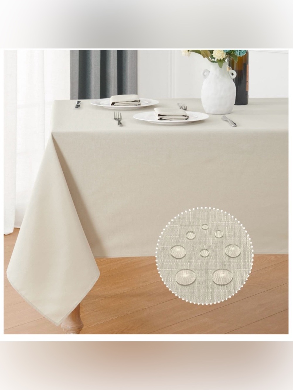 Faux Linen Tablecloth Waterproof Stain-Resistant Washable RECTANGLE 60x120”
